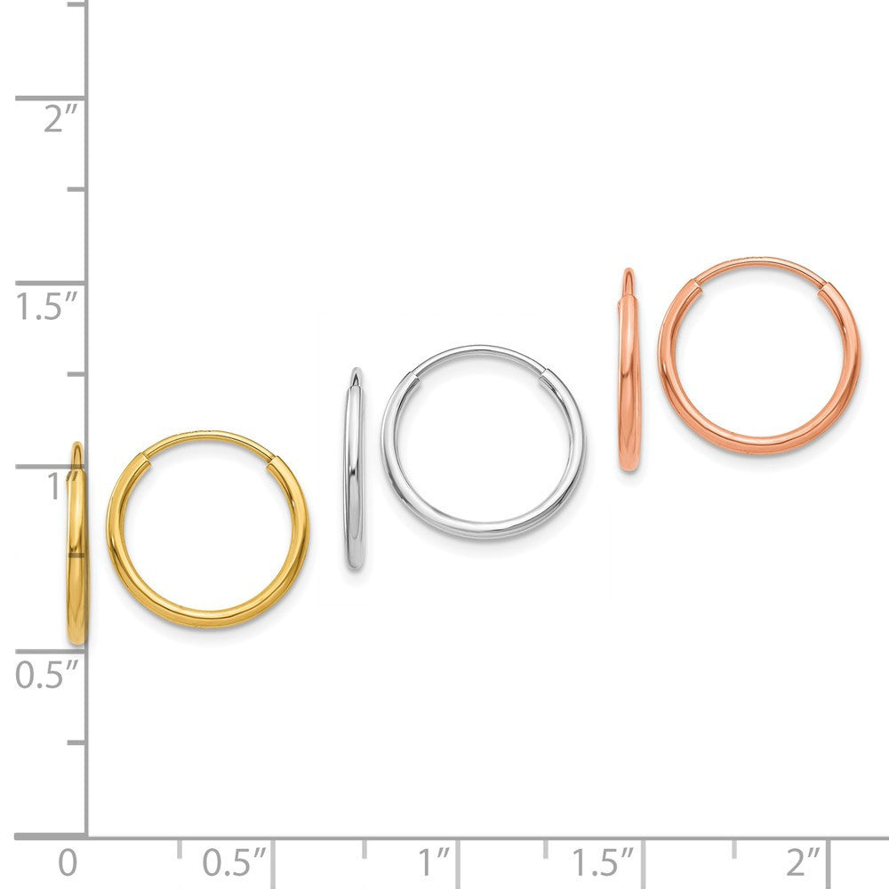 14k Gold 1.25mm Endless Hoop Earring Set