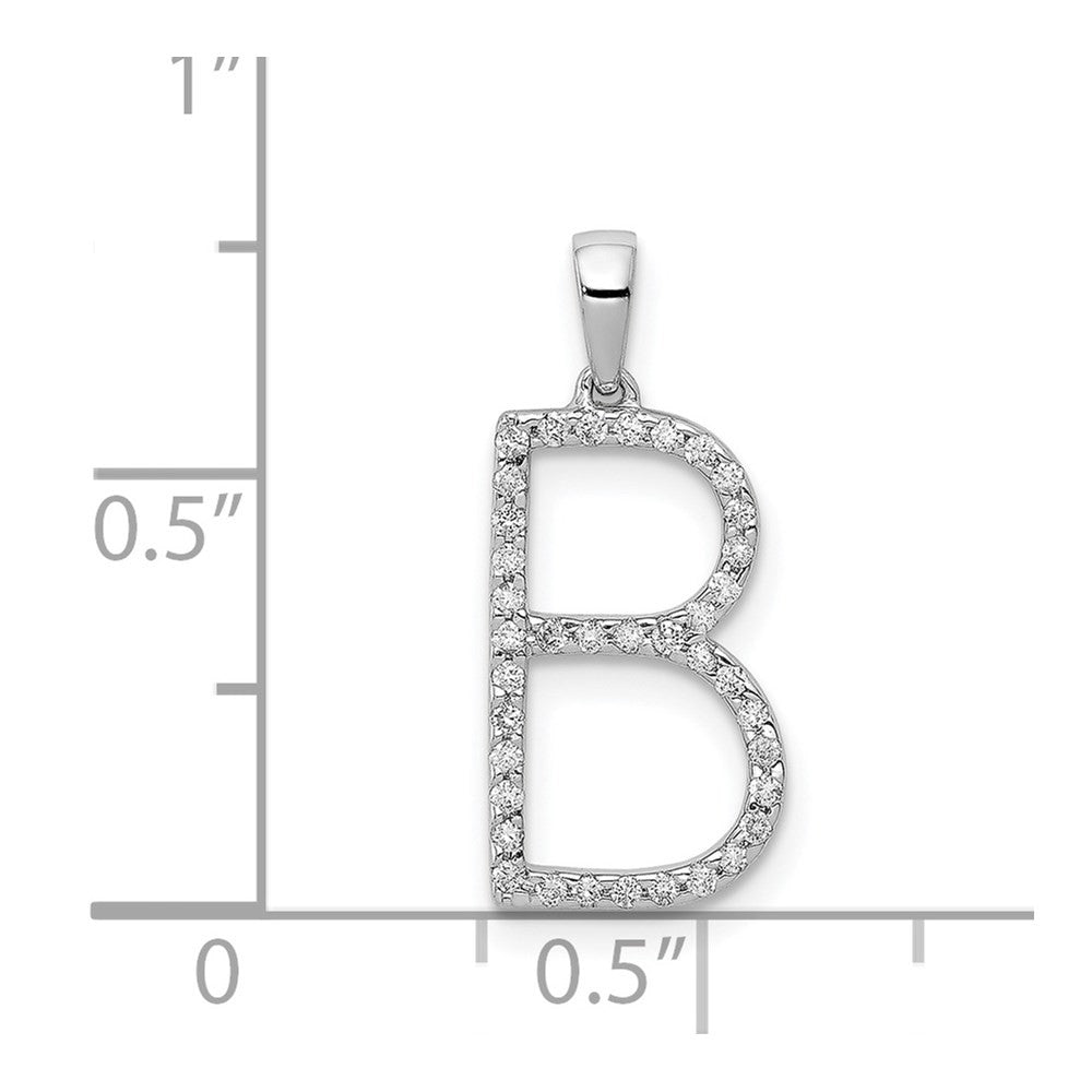 14k White Gold Diamond Letter B Initial Pendant