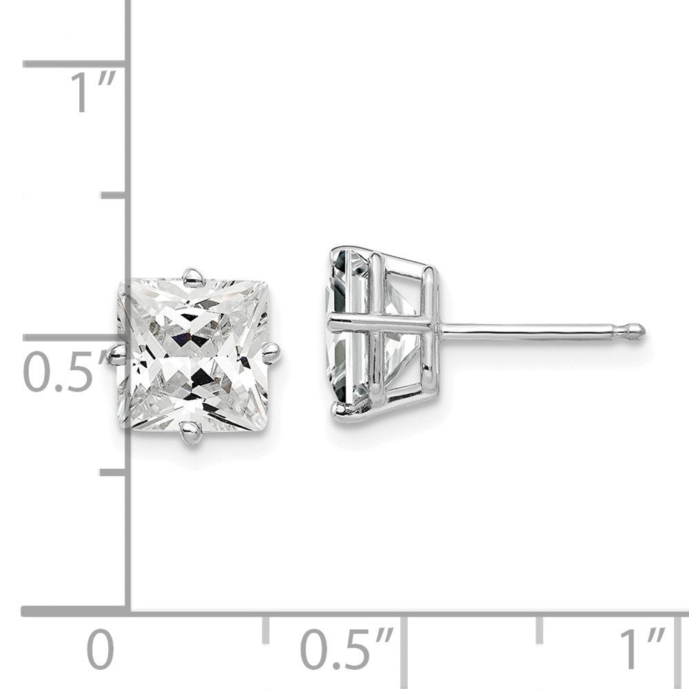 14k White Gold 7mm Cubic Zirconia Stud Earrings