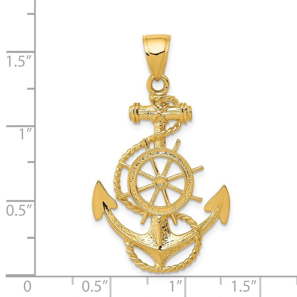 14k Yellow Gold Large Anchor Wheel Pendant