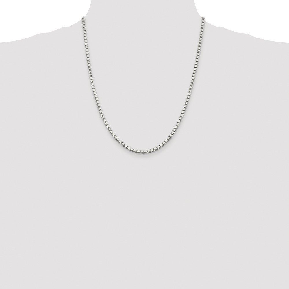 Sterling Silver Rhodium-plated 3mm Box Chain Necklace 22"