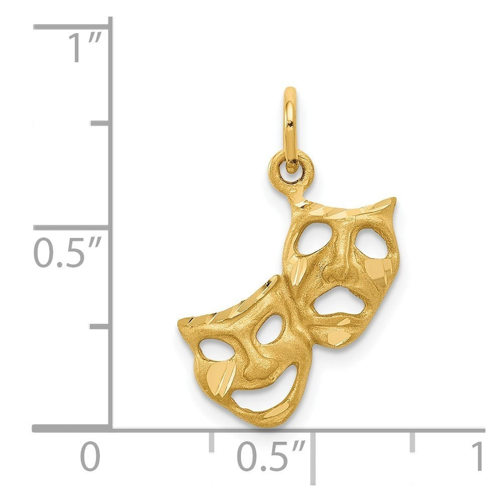 14k Yellow Gold Comedy/Tragedy Charm Pendant