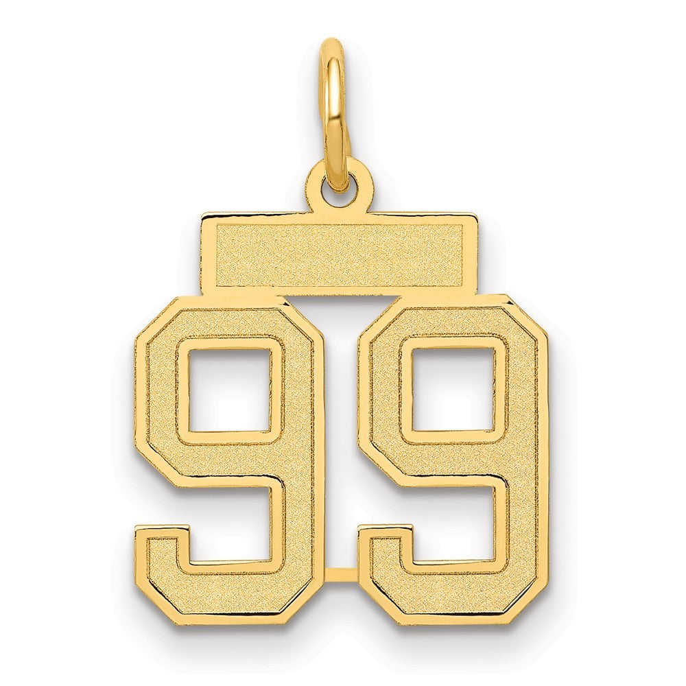 14k Yellow Gold Small Satin Number 99 Charm Pendant