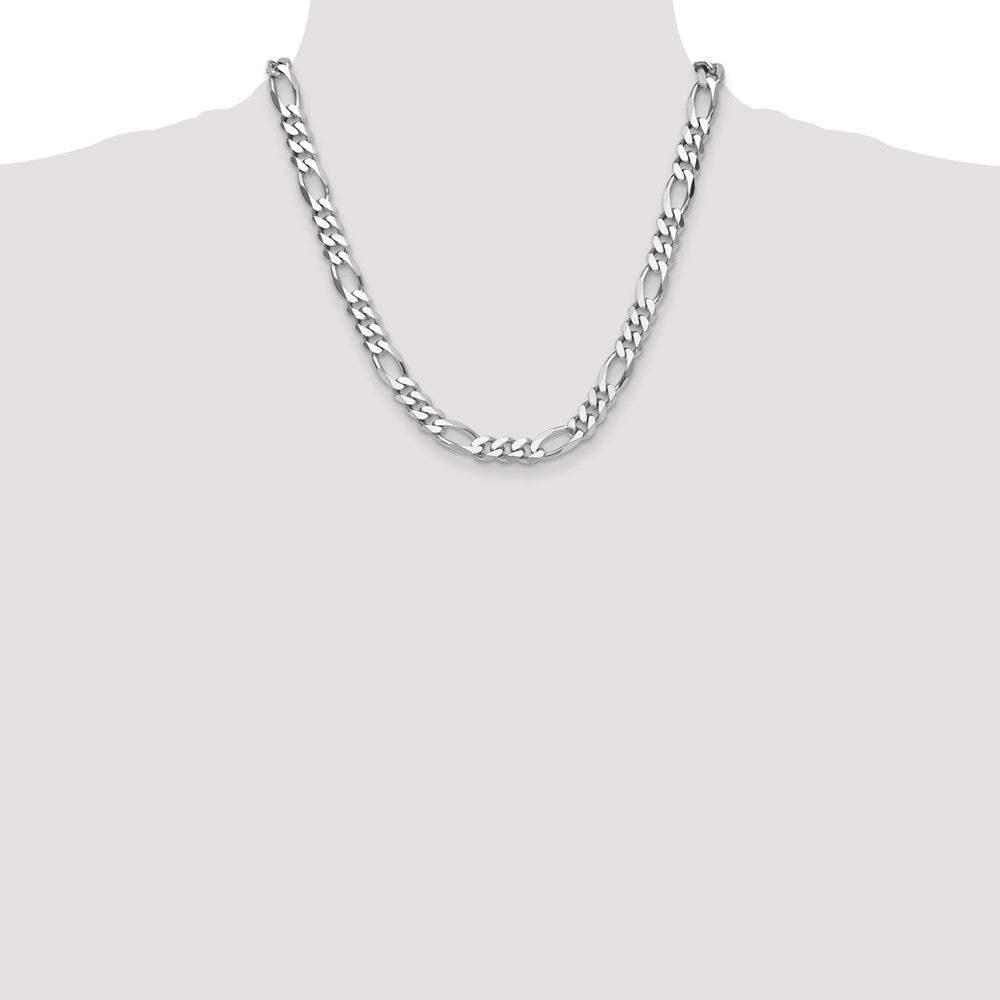 Sterling Silver Rhodium-plated 10.2mm Figaro Chain Necklace 20"