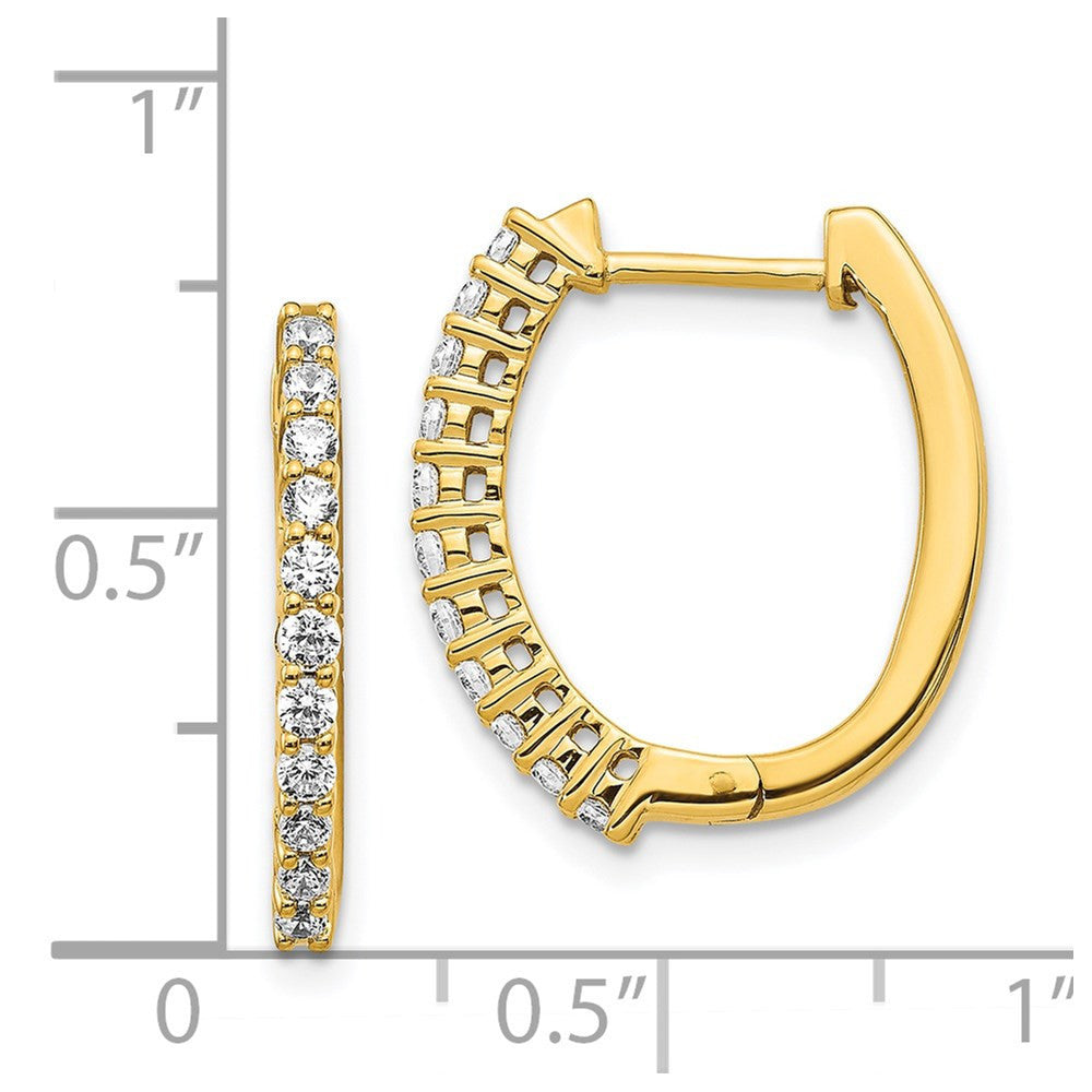14k Yellow Gold Diamond Hinged Hoop Earrings
