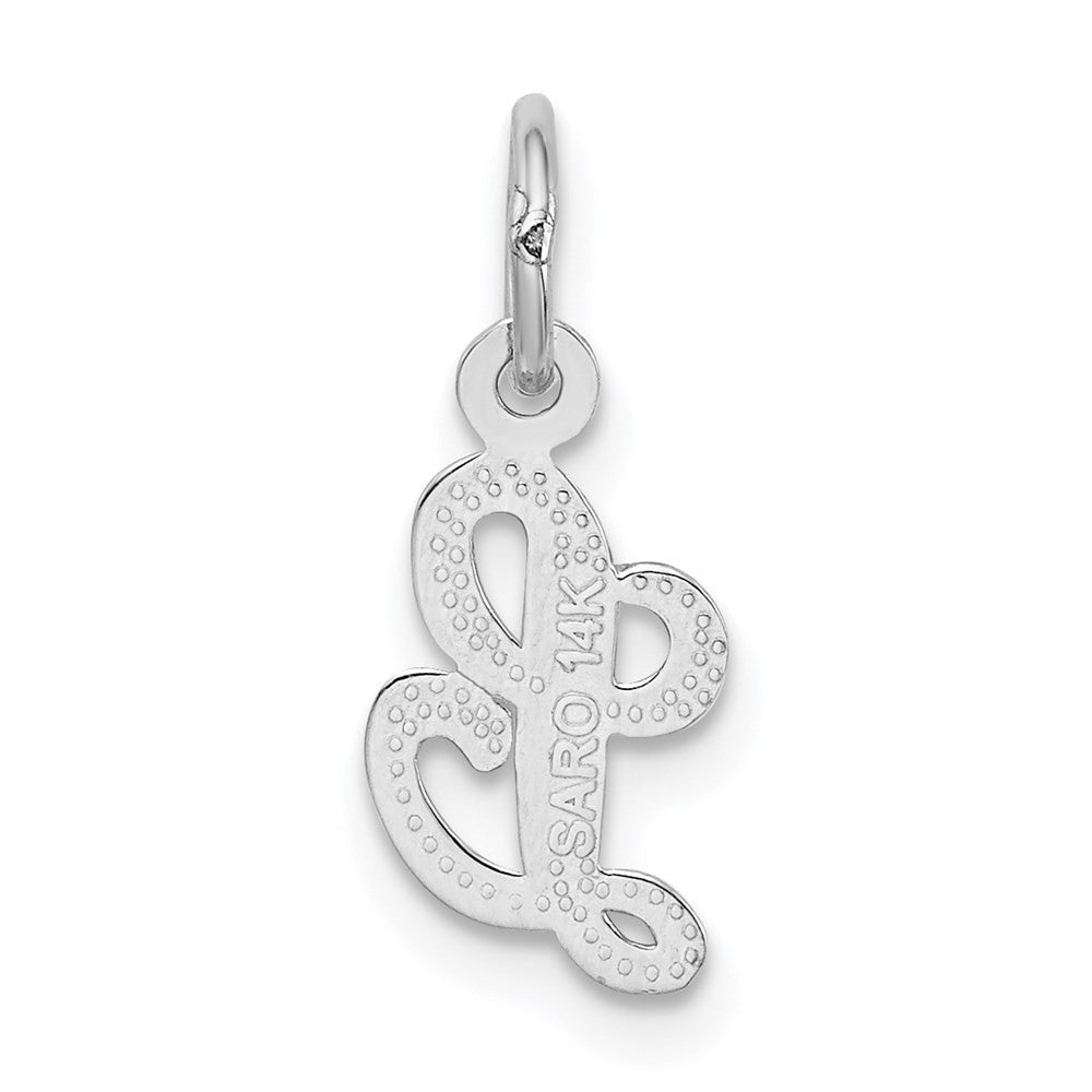 14k White Gold Casted Script Letter L Initial Charm Pendant