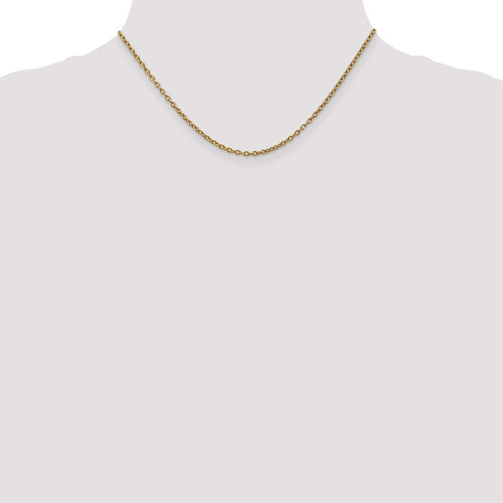 14k Yellow Gold 2.4mm Round Open Link Cable Chain Necklace 16"