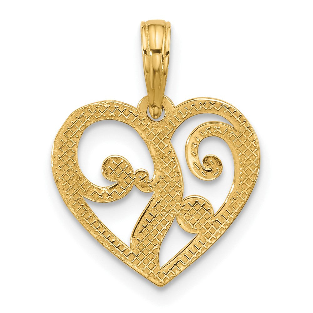 14k Yellow Gold Polished Fancy Heart Charm Pendant