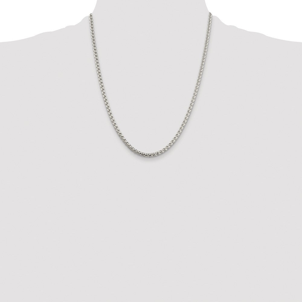 Sterling Silver Rhodium-plated 3.6mm Round Box Chain Necklace 22"