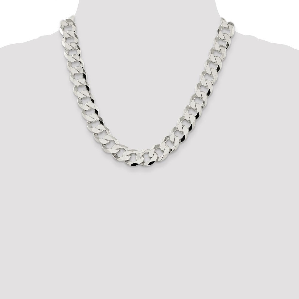 Sterling Silver 14mm Flat Curb Chain Necklace 20"