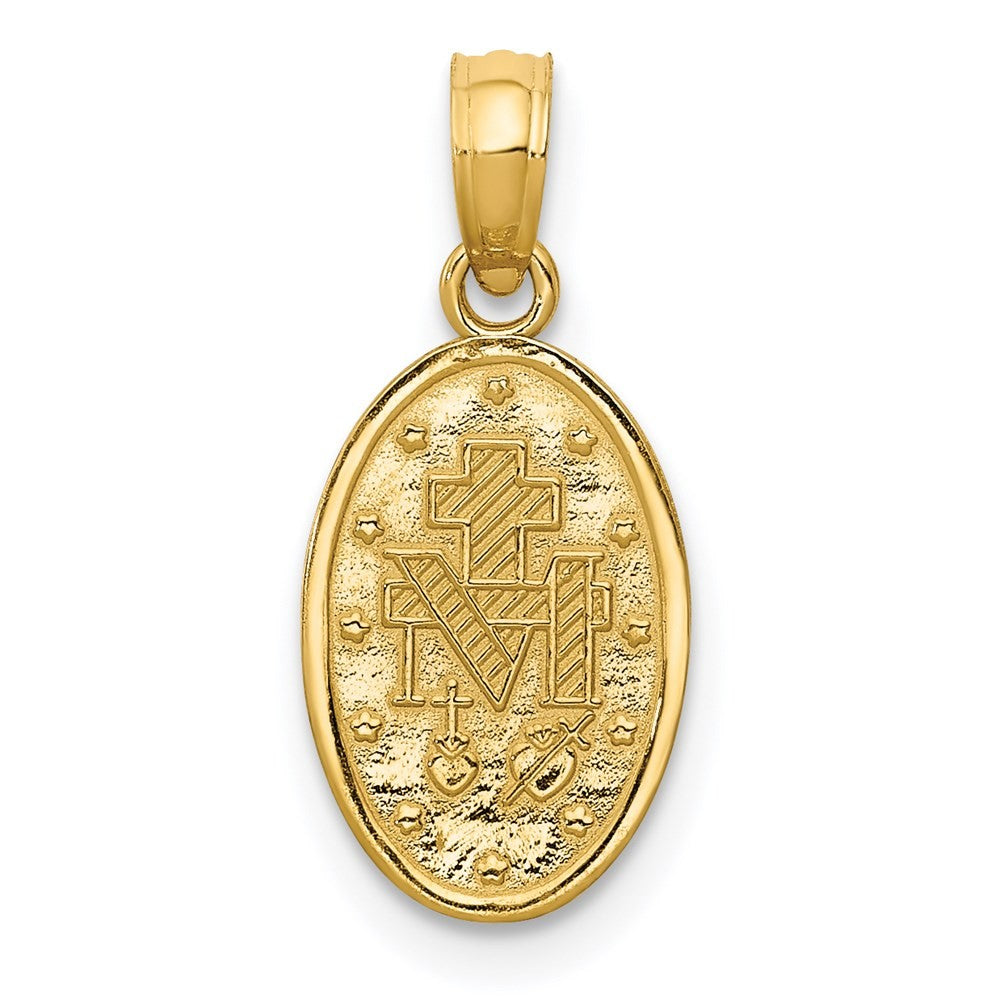 14k Yellow Gold Rhodium Miraculous Medal Charm Pendant
