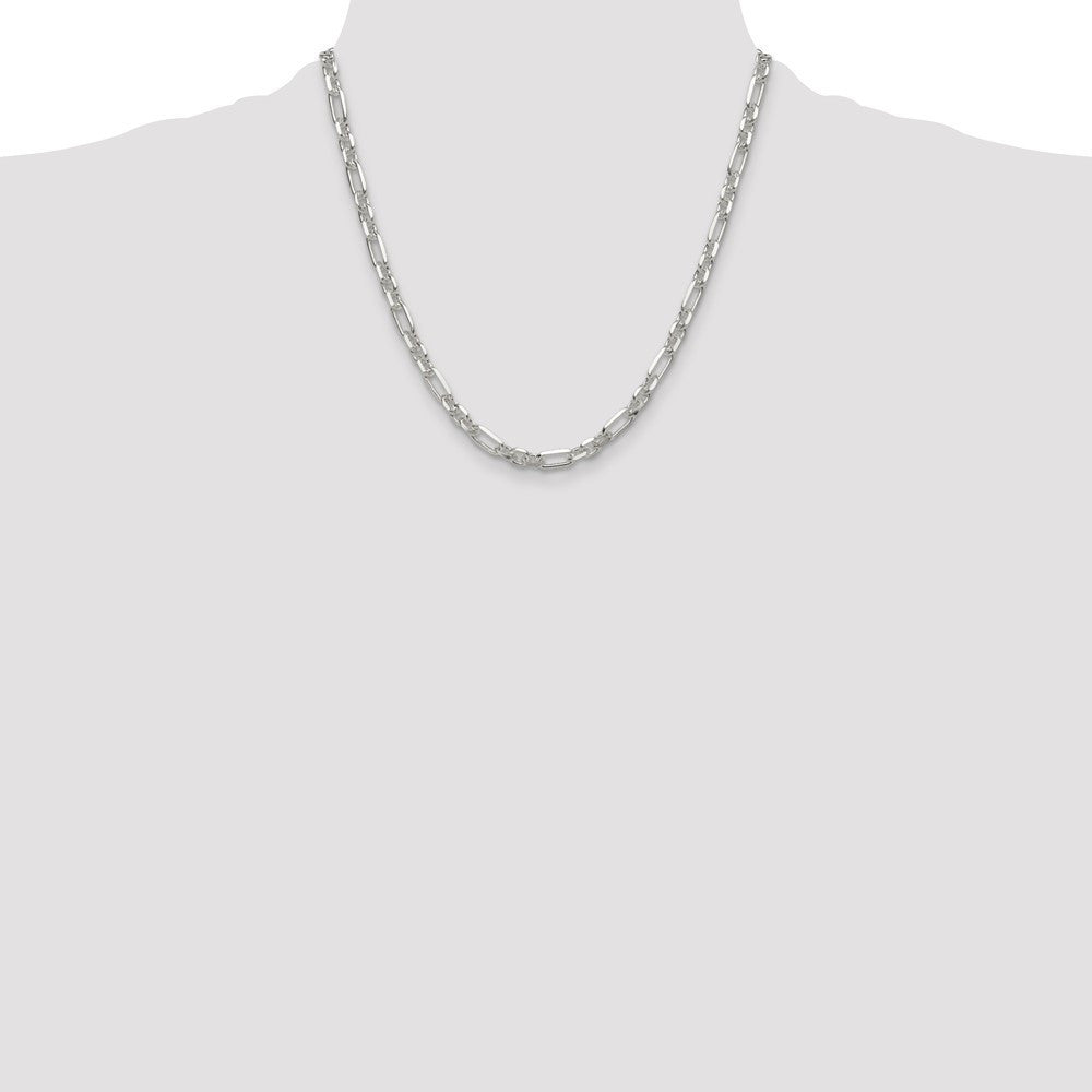 Sterling Silver Diamond-Cut 3 Short Plus 1 Long Cable Link Chain Necklace 20"