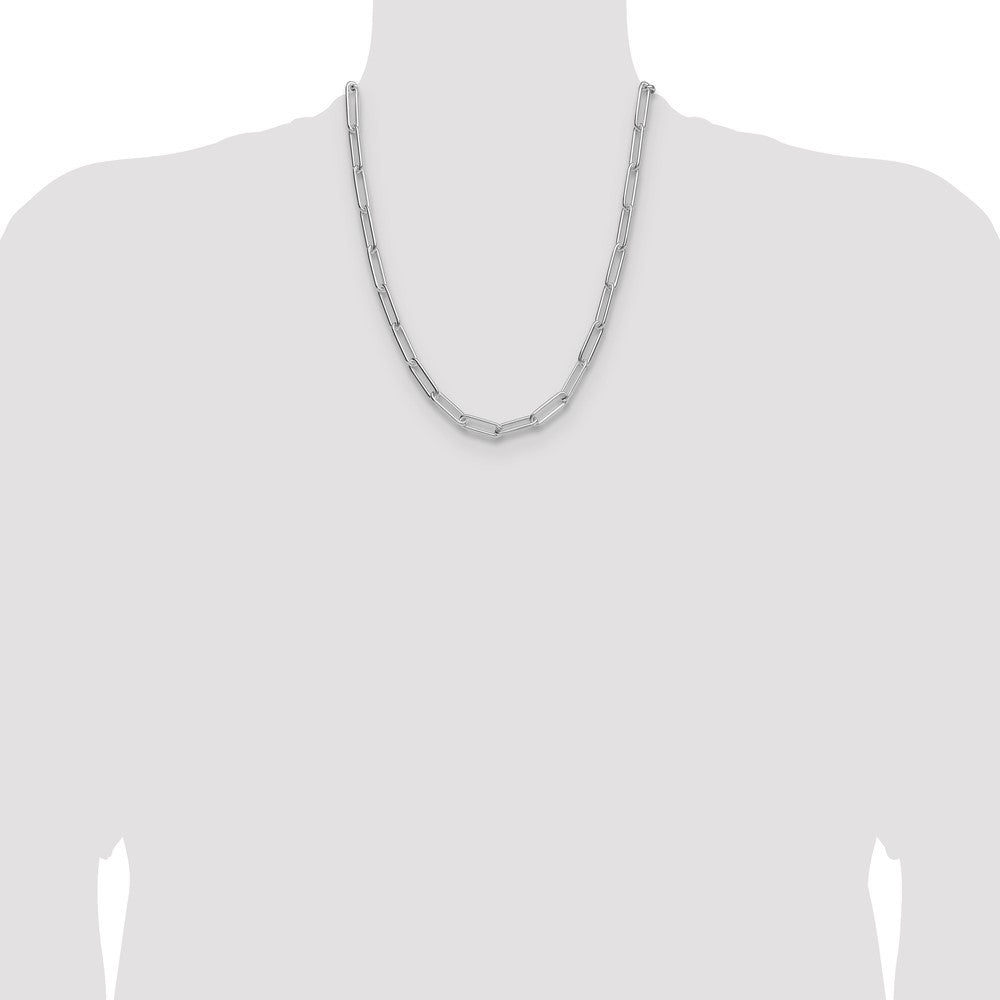 Sterling Silver Rhodium-plated Polished 6.5mm Paperclip Chain Necklace 22"