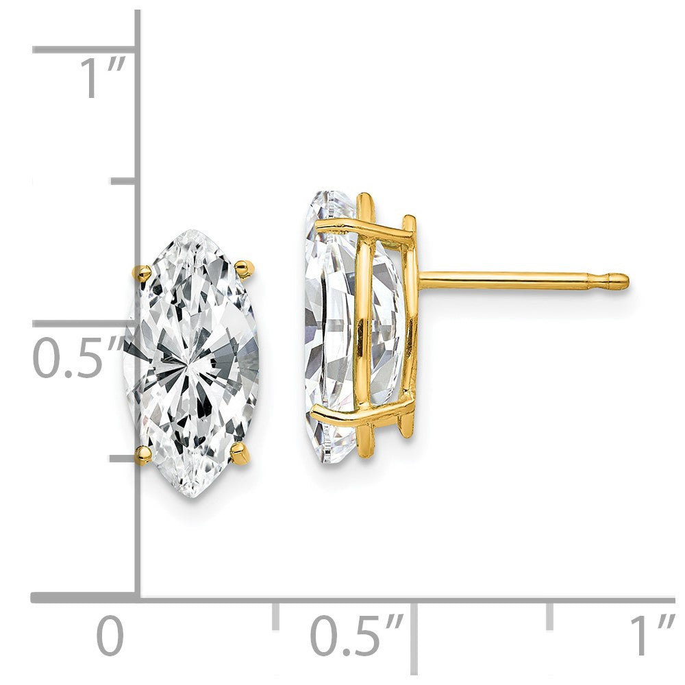 14k Yellow Gold 12x6mm Marquise Cubic Zirconia earring