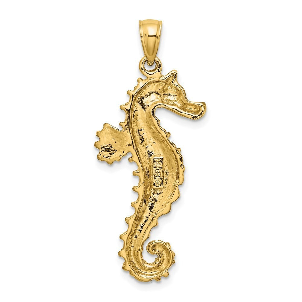 14k Yellow Gold Textured Seahorse Charm Pendant