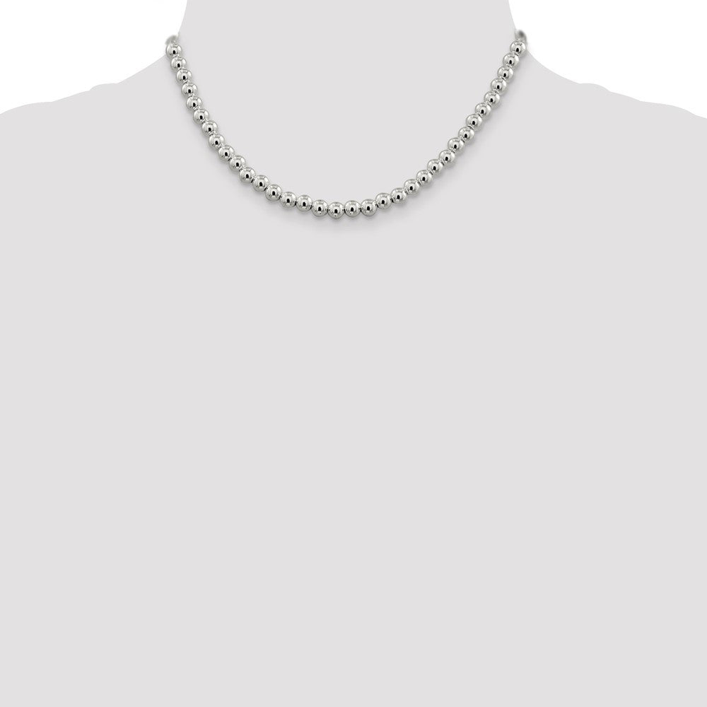 Sterling Silver 6.1mm Beads on Box Chain Necklace 16"