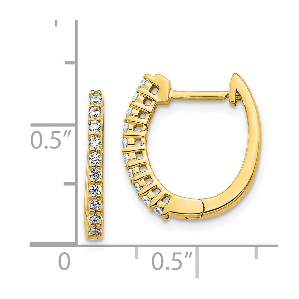 14k Yellow Gold Diamond Hinged Hoop Earrings