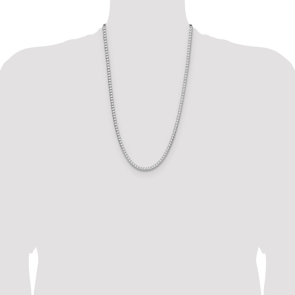 Sterling Silver 4.7mm Diamond-Cut Square Franco Chain Necklace 26"