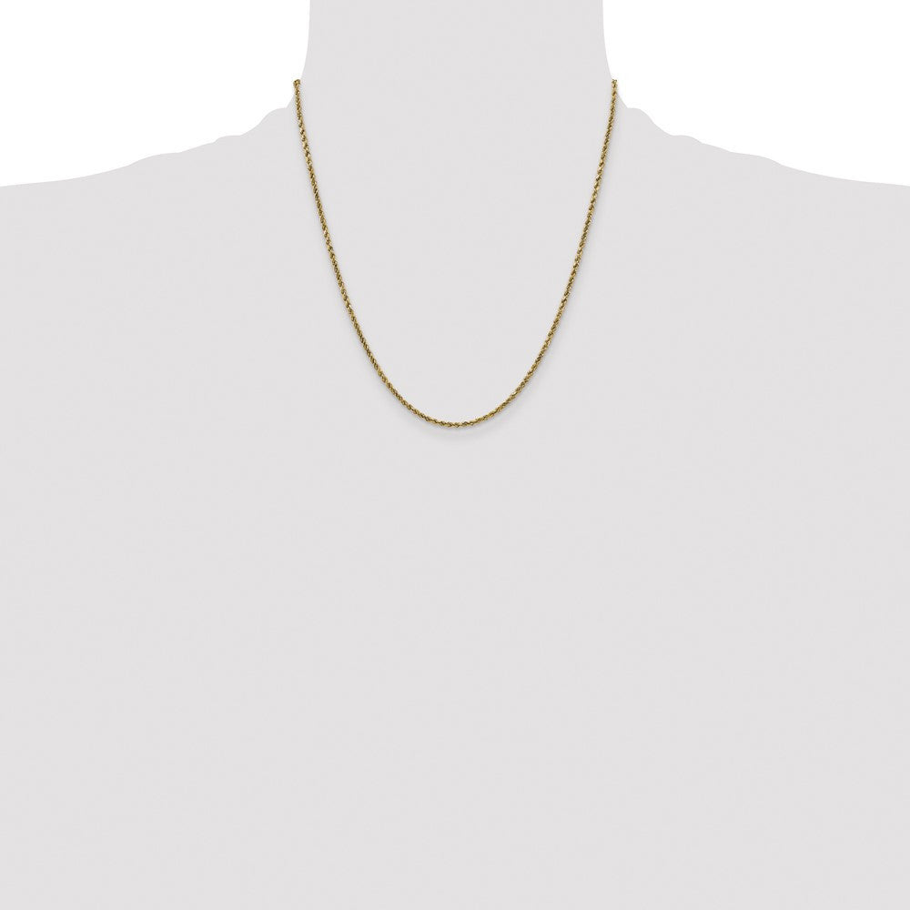 14k Yellow Gold 2.25mm Semi Solid Diamond-cut Rope Chain Necklace 20"