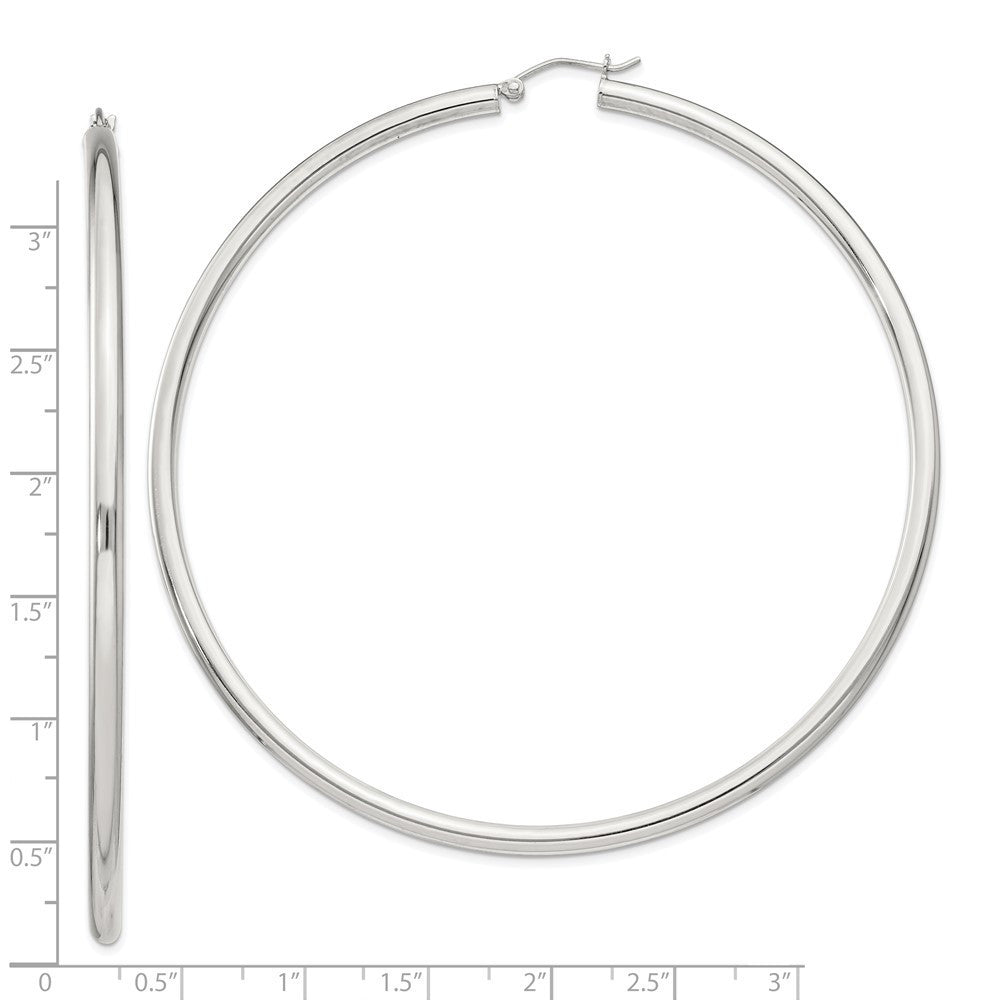 Sterling Silver 3mm Round Hoop Earrings