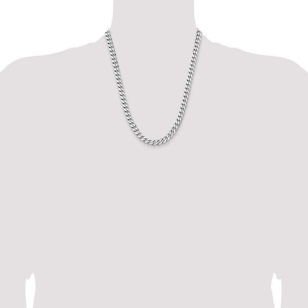 Sterling Silver Rhodium-plated 7.5mm Curb Chain Necklace 22"