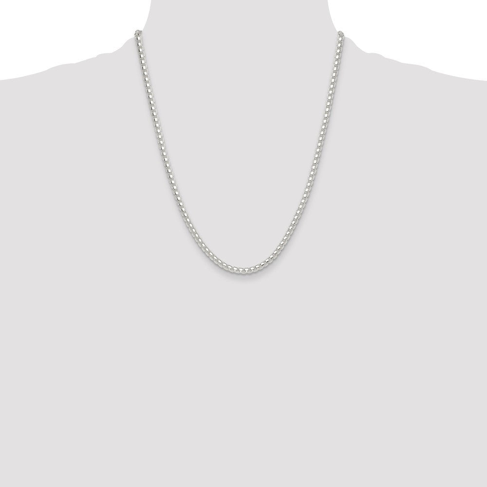 Sterling Silver Polished 4mm Round Box Chain Necklace 22"