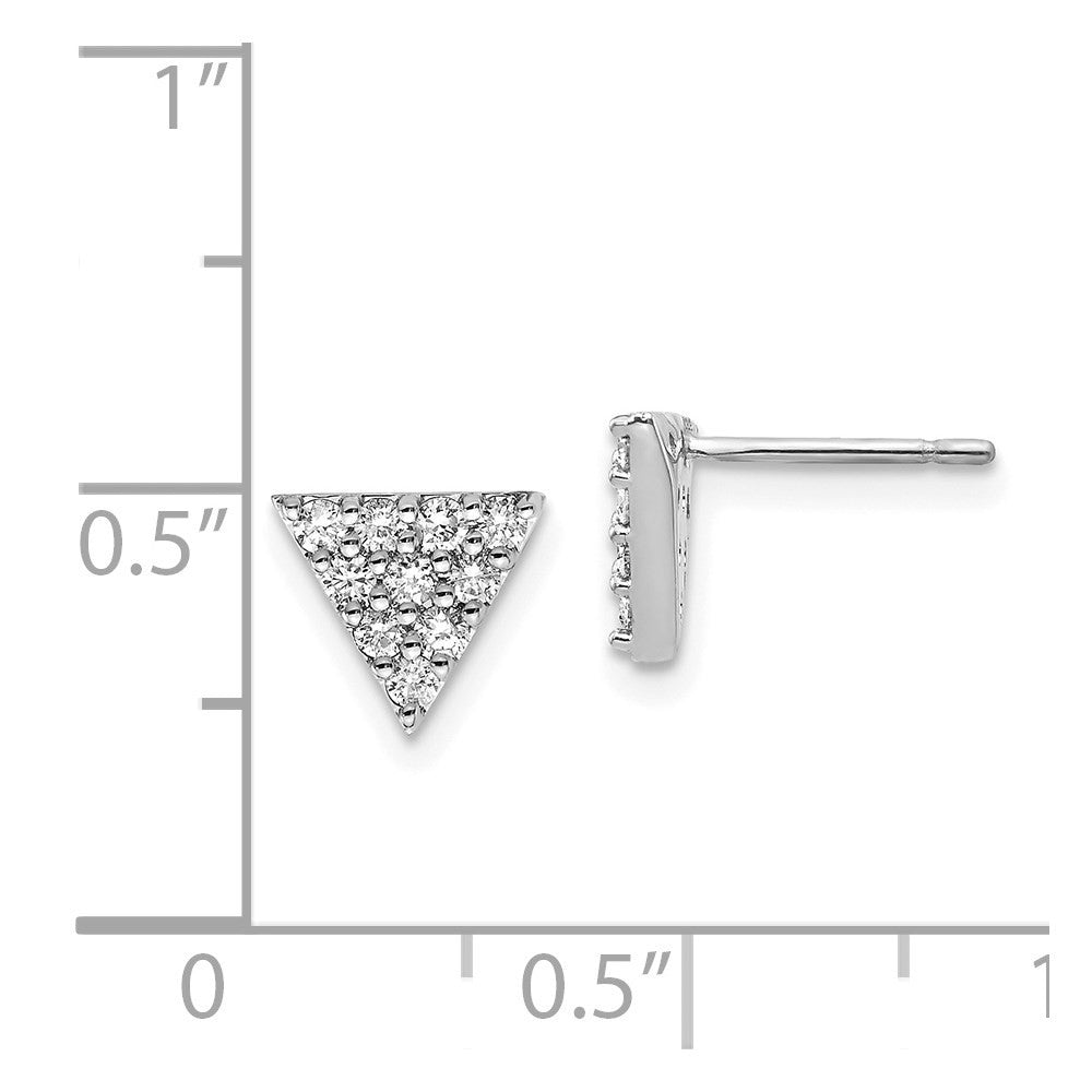 14k White Gold Diamond Triangle Stud Earrings