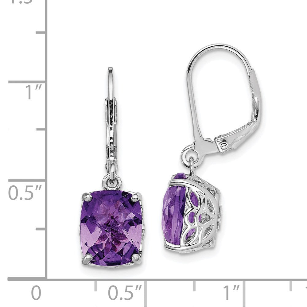 Sterling Silver Rhodium-plated Amethyst Dangle Earrings