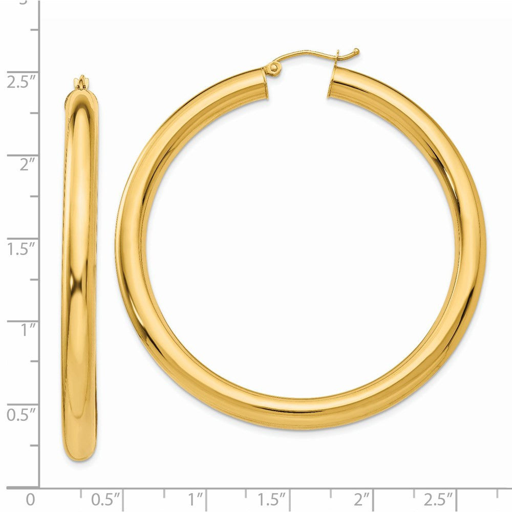 14k Yellow Gold Polished 5mm Tube Hoop Earrings