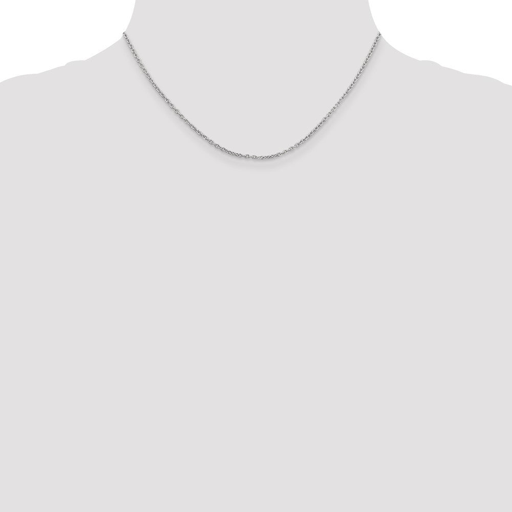 14K White Gold 2mm Round Open Link Cable with Lobster Clasp Chain Necklace 16"
