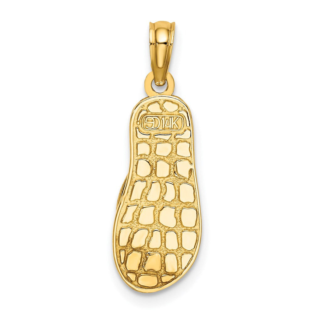 14k Yellow Gold 3D Enamel Anchor On Stripe Flip-Flop Charm Pendant