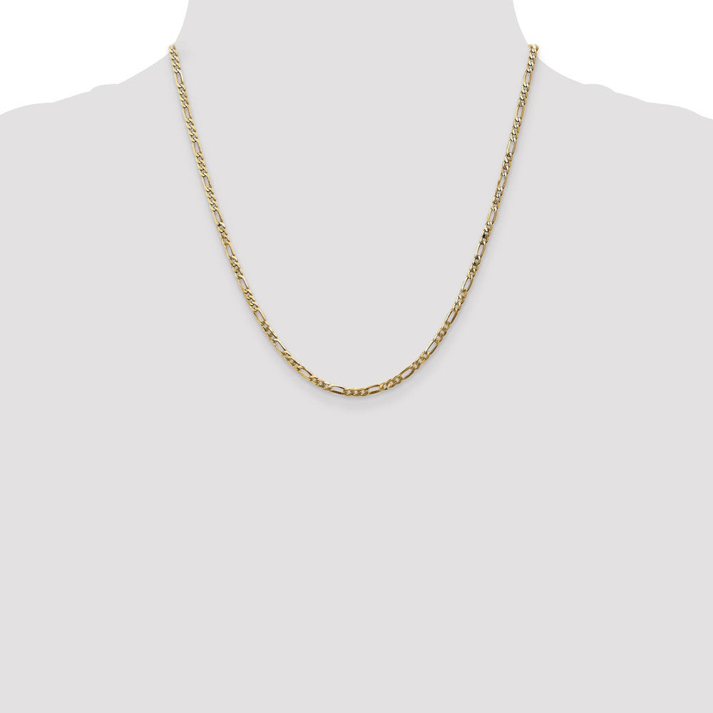 14k Yellow Gold 2.75mm Flat Figaro with Lobster Clasp Chain Necklace 20"