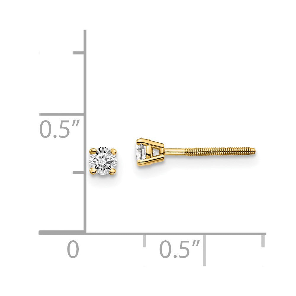 14K Yellow Gold .20ct. SI3 G-I Diamond Thread on/off Stud Earrings