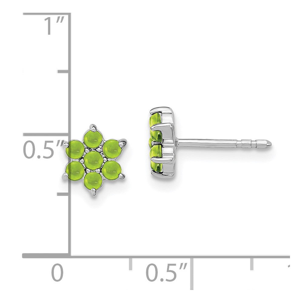 14k White Gold Peridot Floral Stud Earrings