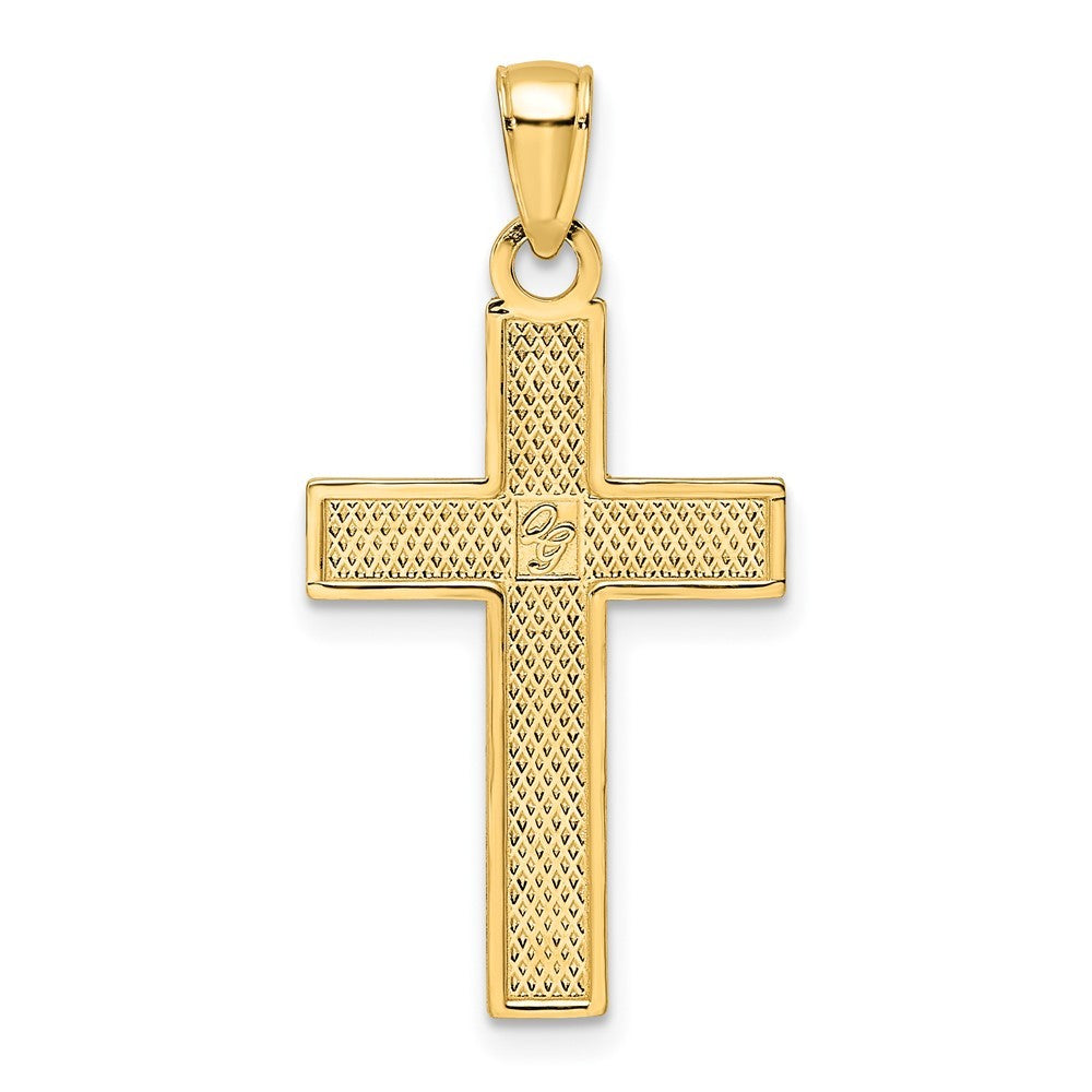14k Yellow Gold Polished & Textured Cross Pendant
