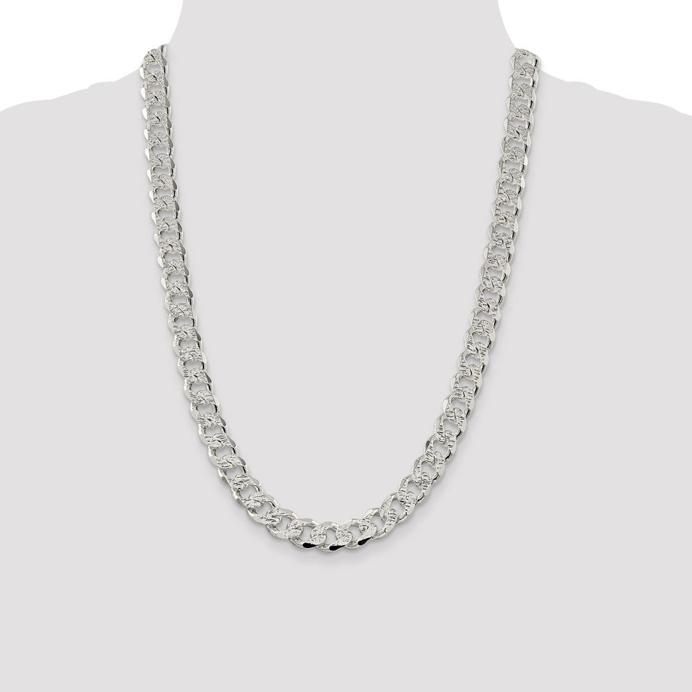 Sterling Silver 11.0mm Pav� Curb Chain Necklace 24"
