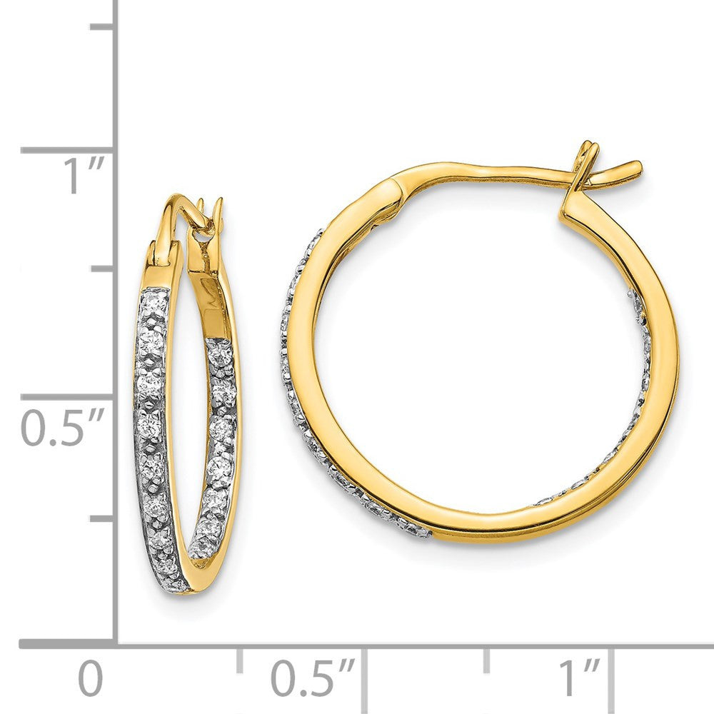 14k Yellow Gold Diamond In Out Hoop Earrings