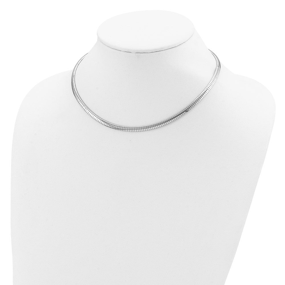 Sterling Silver Rhodium-plated 4mm Cubetto Chain Necklace 16" with 2"ch Ext