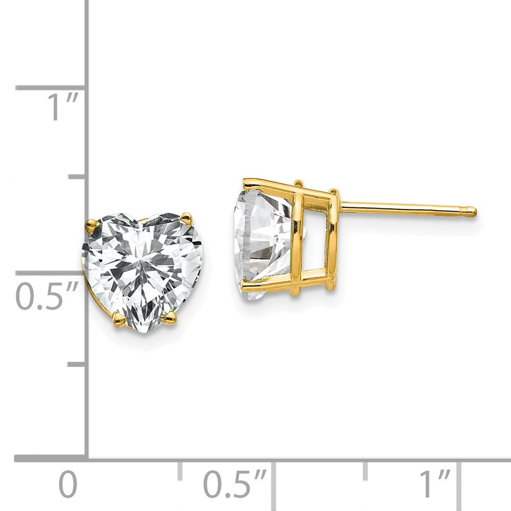 14k Yellow Gold 8mm Heart Cubic Zirconia earring