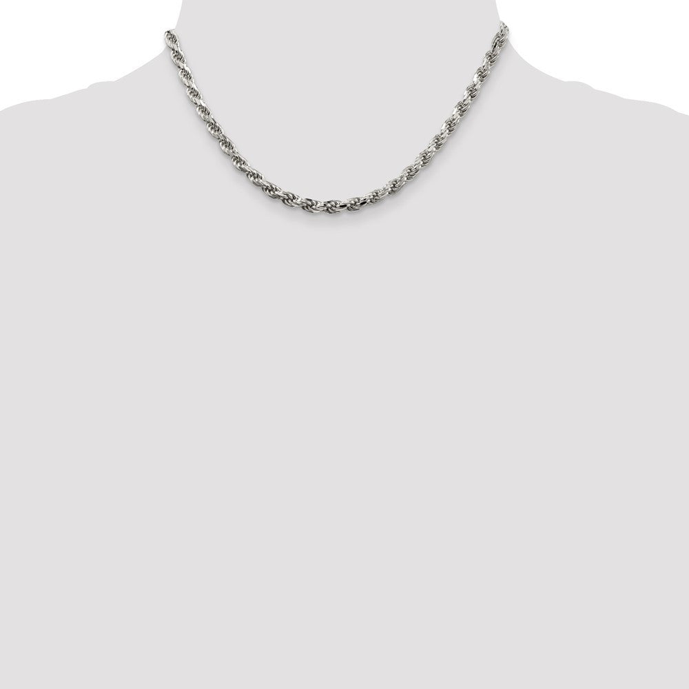 Sterling Silver 4.6mm Diamond-cut Rope Chain Necklace 16"