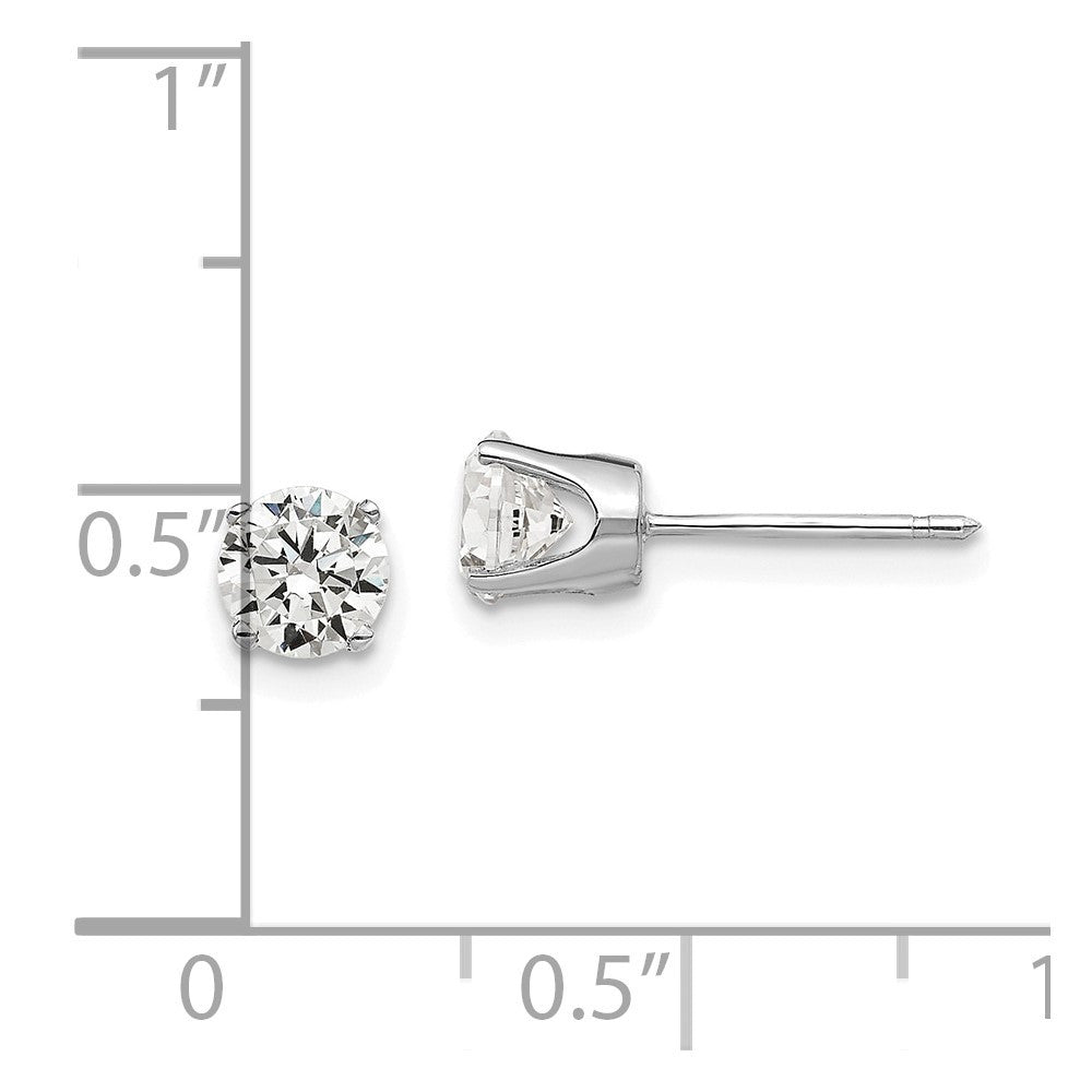 14k White Gold 5mm Cubic Zirconia stud earrings