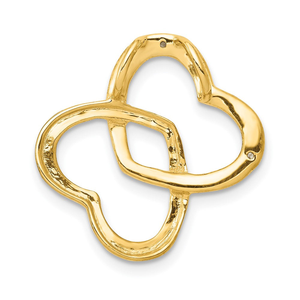 14k Yellow Gold .01ct. Diamond Double Entwined Heart Chain Slide