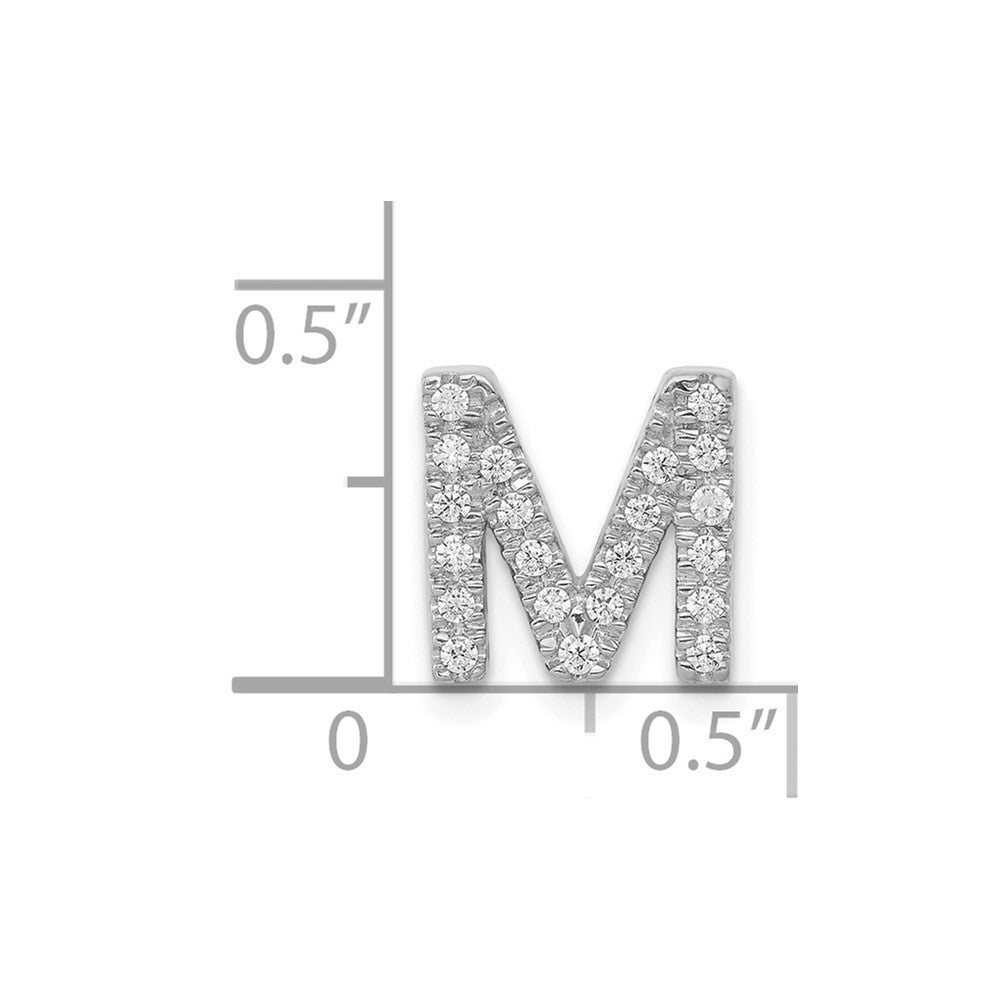 14k White Gold Diamond Letter M Initial Charm Pendant