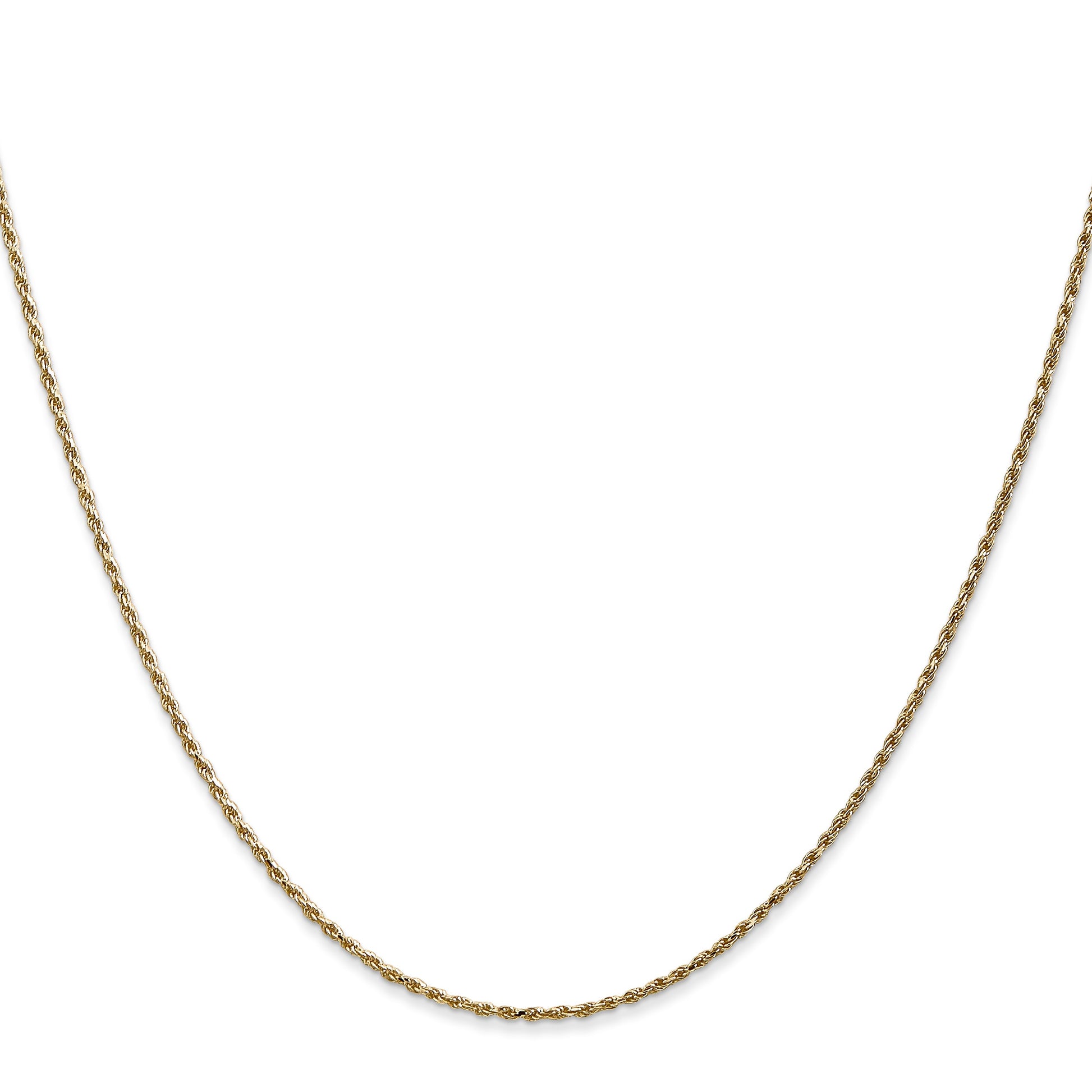 14K 24 inch 1.15mm Diamond-cut Machine Made Rope with Lobster Clasp Chain