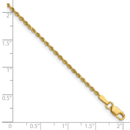 14K 24 inch 1.5mm Diamond-cut Rope with Lobster Clasp Chain