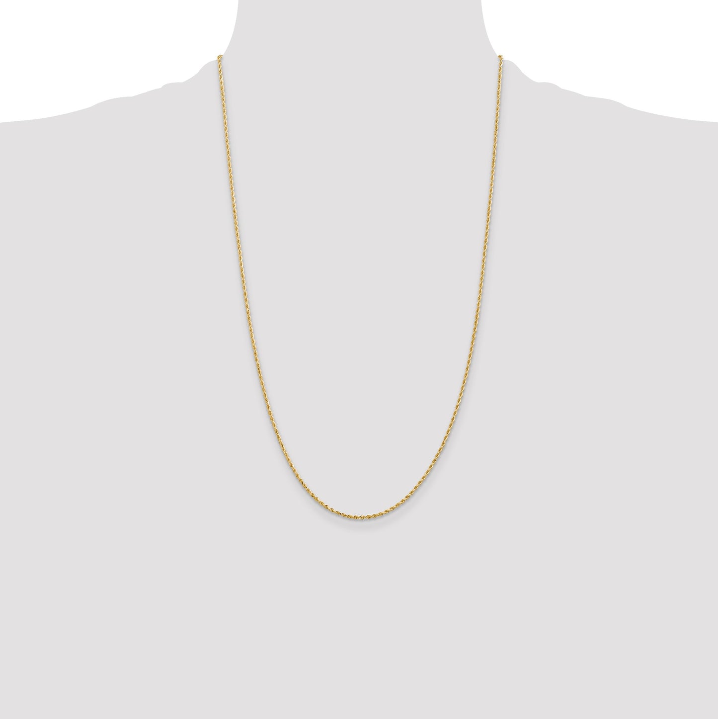 14K 26 inch 1.5mm Diamond-cut Rope with Lobster Clasp Chain