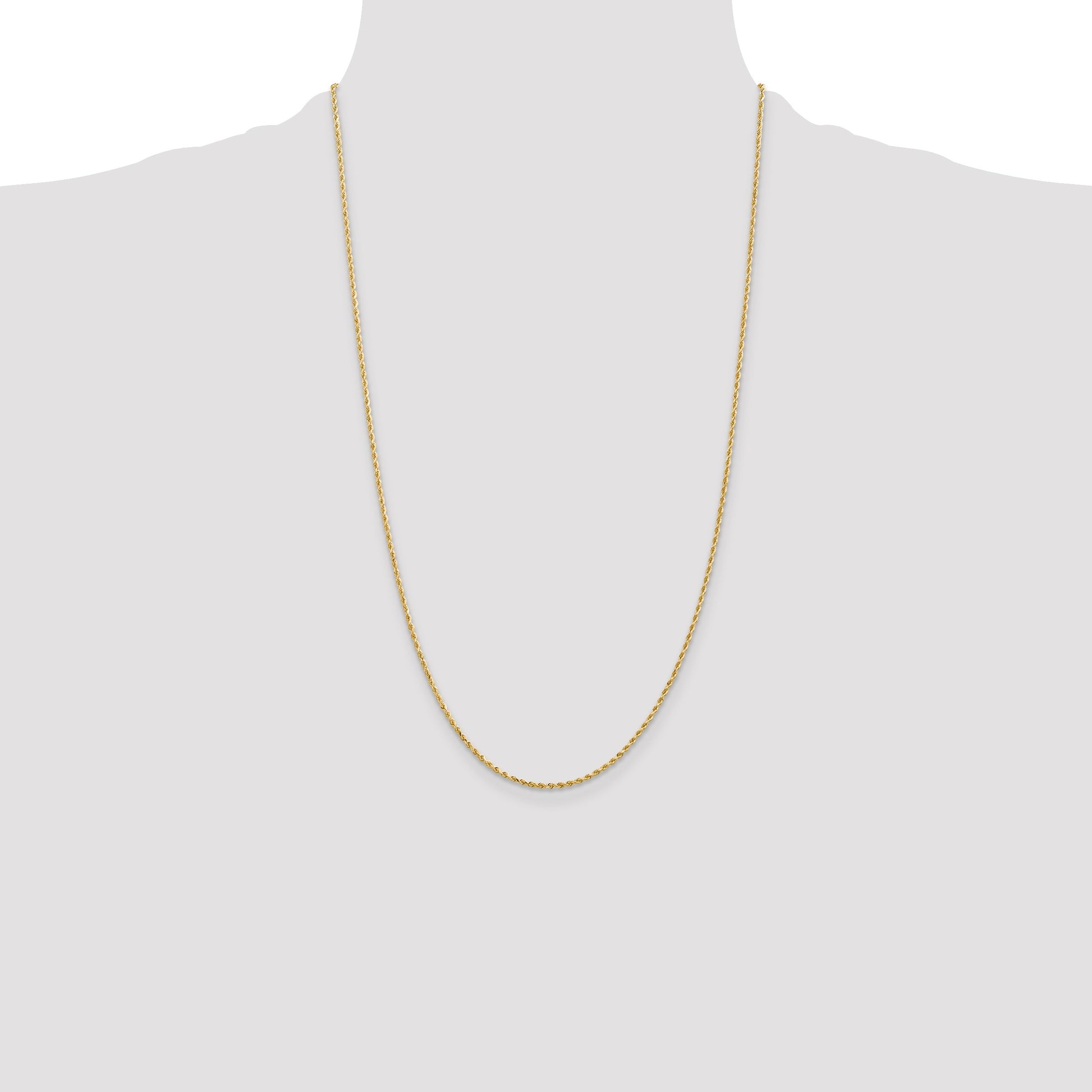 14K 26 inch 1.5mm Diamond-cut Rope with Lobster Clasp Chain