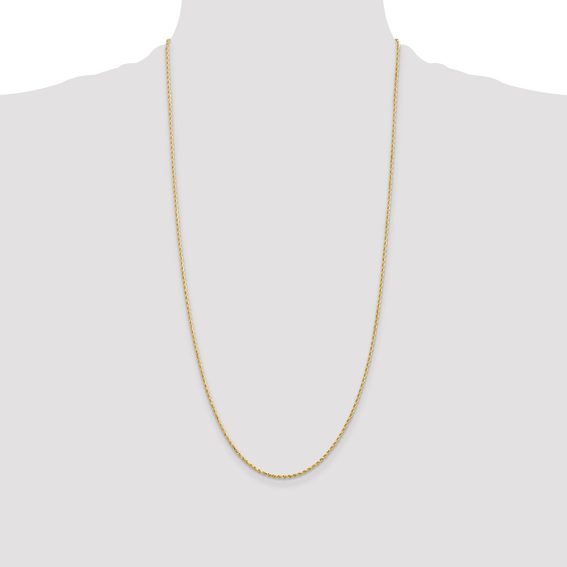 14K 28 inch 1.5mm Diamond-cut Rope with Lobster Clasp Chain