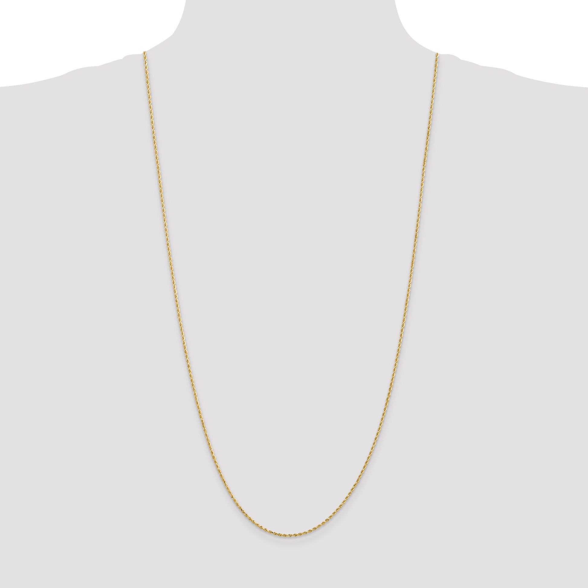 14K 30 inch 1.5mm Diamond-cut Rope with Lobster Clasp Chain