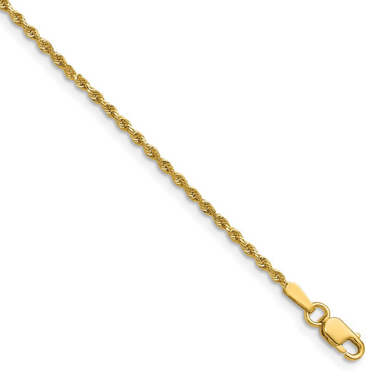 14K 16 inch 1.5mm Diamond-cut Rope with Lobster Clasp Chain